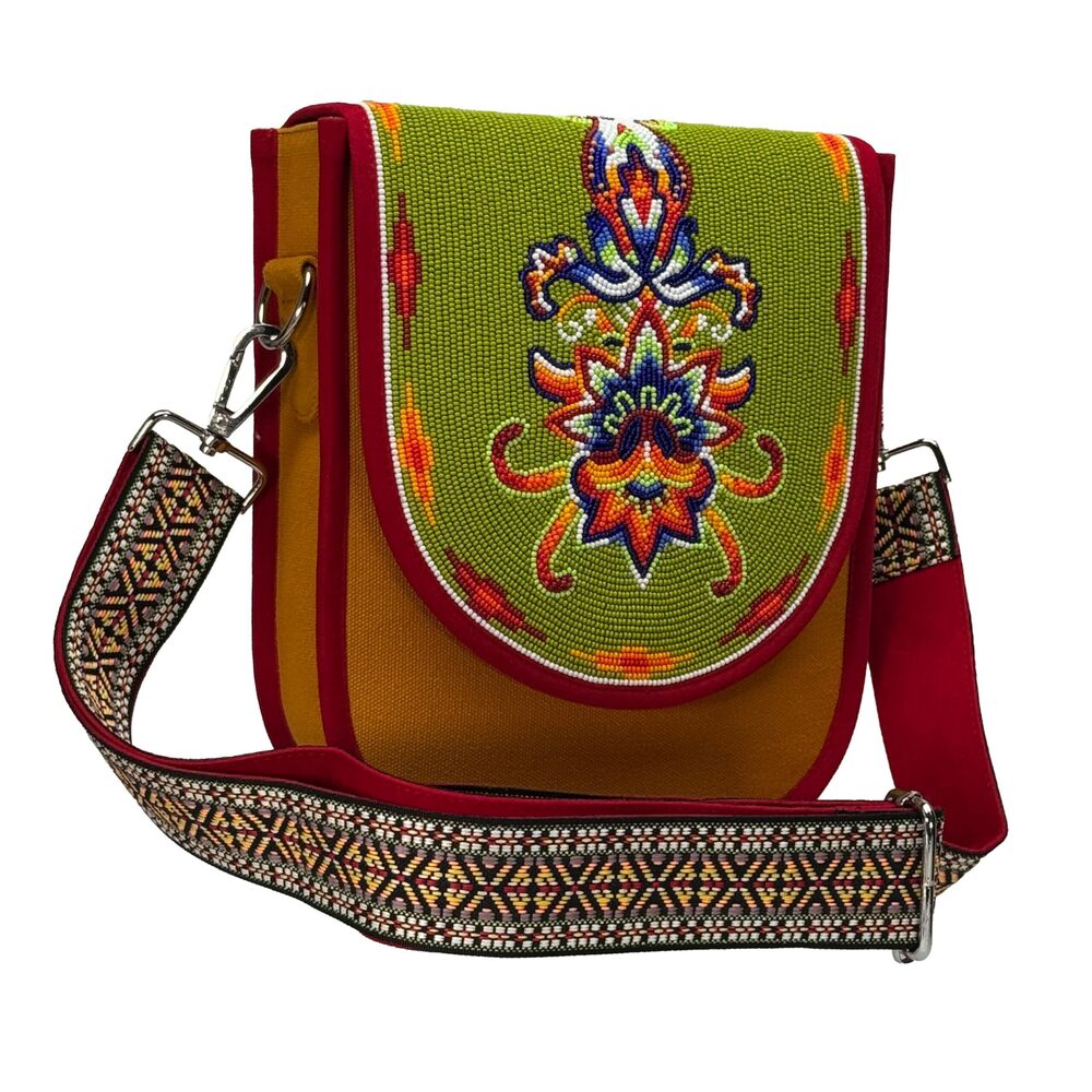 5062 Handmade Beaded Handbag, Native American Style Seed Beads Crossbody
